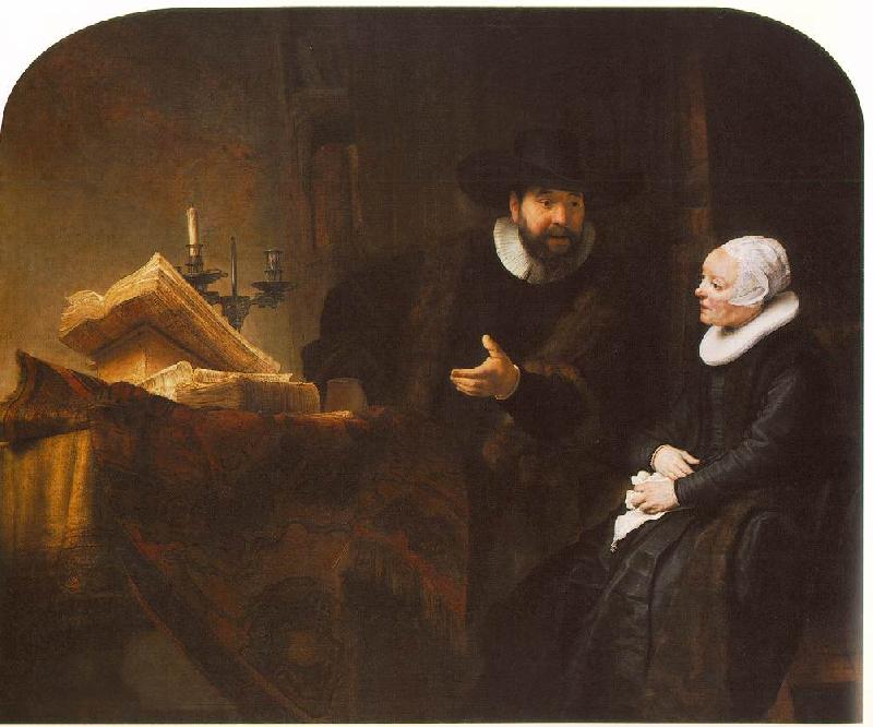 REMBRANDT Harmenszoon van Rijn The Mennonite Minister Cornelis Claesz. Anslo in Conversation with his Wife, Aaltje D